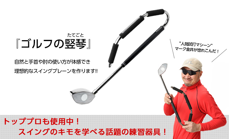 ゴルフ練習器具「ゴルフの竪琴」パイロン、ボール、使用法ドリルDVDセットチケット